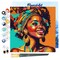 Figured'Art Mini Paint by Numbers Kit for Adults with Frame African Queen Pop Art Small format 8"x8" - Craft Art Painting DIY Canvas Already Stretched on a Wooden Frame